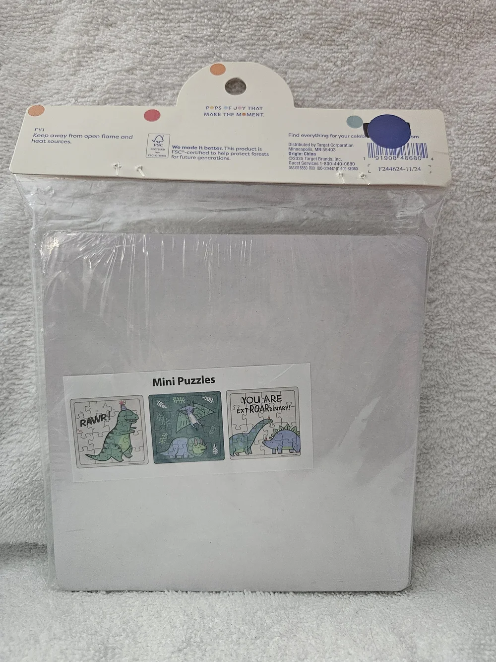 6 CT Spritz Dino Mini Puzzle Party Favors, Dinosaur Party Themed